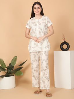 Sweet Dreams - Women Printed Top with Pyjama (Set of 2)