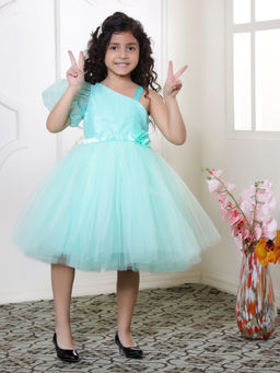 Toy Balloon Kids - Sea Green Knee Length Girls Party Wear Dress