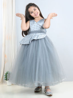 Toy Balloon Kids - Grey Girls Party Wear Gown