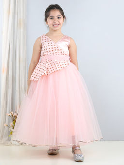 Toy Balloon Kids - Light Peach Girls Party Wear Gown