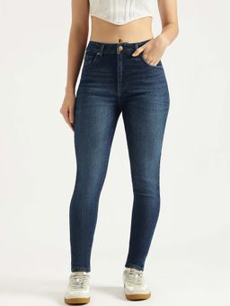 United Colors of Benetton - Solid Skinny Fit High Waist Dark Wash Jeans