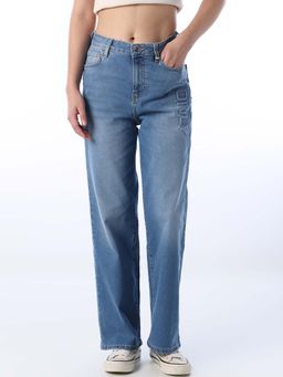ONLY - Womens Straight Fit High-Rise Blue Jeans