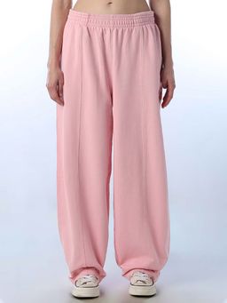 ONLY - Womens Typography Flared Fit Mid-Rise Pink Pant