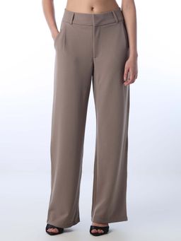 ONLY - Womens Solid Tailored Fit Grey Pant