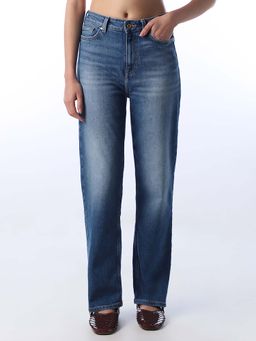 ONLY - Womens Solid Straight Fit Blue Jeans