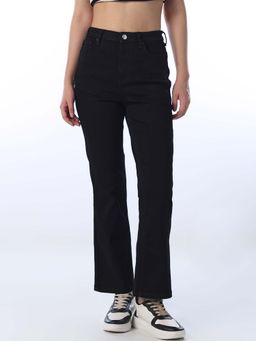 ONLY - Womens Solid Flared Fit High-Rise Black Jeans