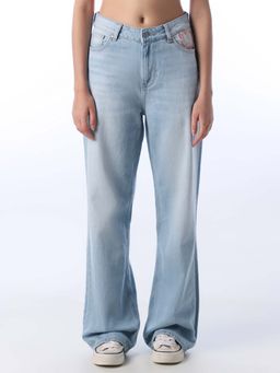 ONLY - Womens Solid Straight Fit Blue Jeans