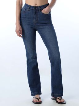 ONLY - Womens Solid Flared Fit High-Rise Blue Jeans