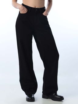 ONLY - Womens Solid Straight Fit High-Rise Black Jeans