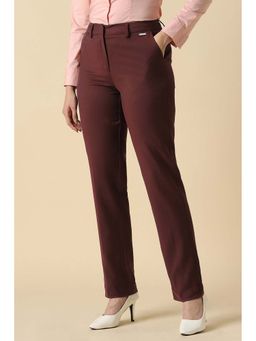 Allen Solly - Women Maroon Solid Formal Trousers
