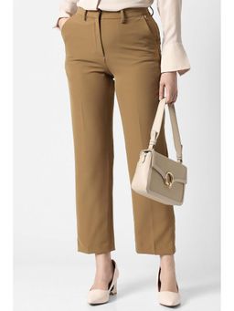 Van Heusen - Women Khaki Solid Formal Trousers