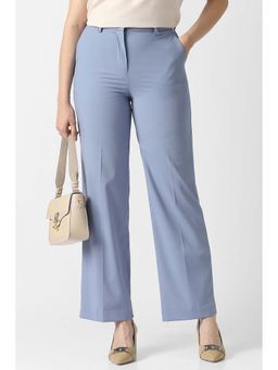 Van Heusen - Women Light Blue Solid Formal Trousers