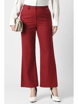Van Heusen - Women Red Solid Formal Trousers