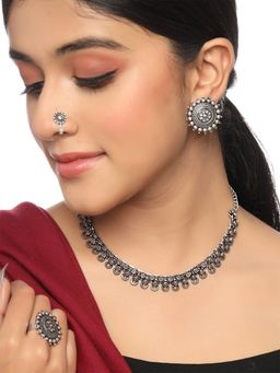 Yellow Chimes - Oxidised Silver-Plated Jewellery Set