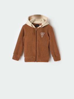 Blue Giraffe - Boys Brown Solid Hoodie