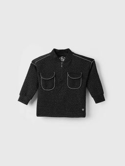 Blue Giraffe - Kids Black Knitted Sweatshirt