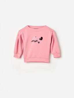 Blue Giraffe - Girls Pink Printed Sweatshirt