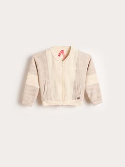 Blue Giraffe - Girls Beige Solid Hoodie