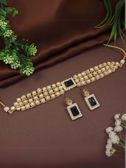 I Jewels - Traditional Stone Kundan Choker Necklace Jewellery Set For Women