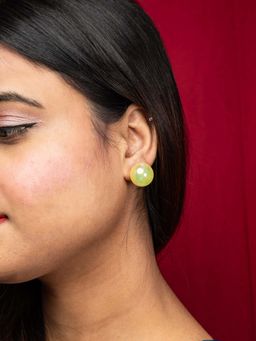 Niscka - Vibrant Round Yellow Stud Earrings