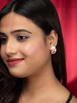 Niscka - 24K Gold Plated Floral Round Designer Stud Earrings