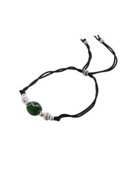 Silvermerc Designs - Stylish Green Charm Beads Black Thread Anklet