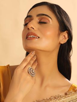 Nuyug - Floral Kundan Aura Adjustable Ring