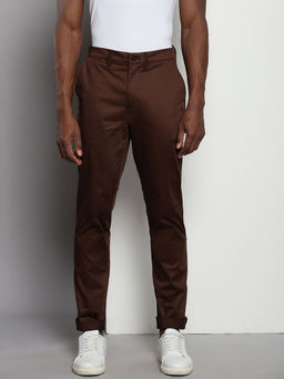 Calvin Klein - Men Brown Slim Fit Solid Mid Rise Trouser