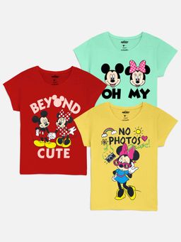 Kidsville - Mickey & Friends Featured T-Shirt for Girls - Multi (Pack of 3)