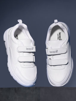 LIBERTY - Leap7X Schlstar-V White Velcro School Shoes