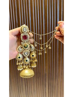 Ehsaas Jewellery - Red Zarna Jhumka Earrings with Earchain