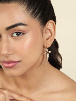 Isharya - Tennis Sword Dangler Earrings In 18Kt Gold Plated