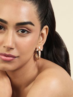 Isharya - Tennis Twisted Sword Earrings In 18Kt Gold Plated