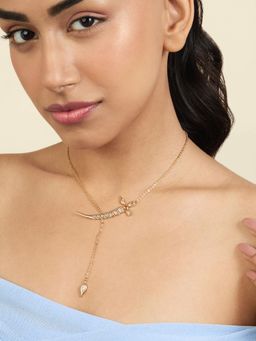 Isharya - Tennis Sword Y Necklace In 18Kt Gold Plated