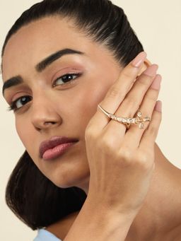 Isharya - Tennis Sword Ring In 18Kt Gold Plated