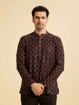Manyavar - Elegant Black Viscose Short Kurta