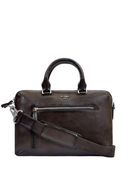 Eske - Emil Unisex Leather Laptop Bag Upto 13, Brown Hand-Stitched