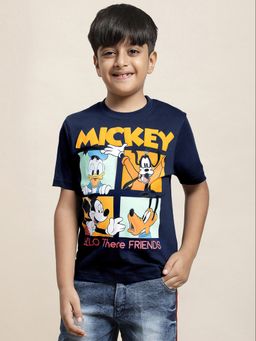 Kidsville - Mickey & Friends Printed Navy T-Shirt for Boys