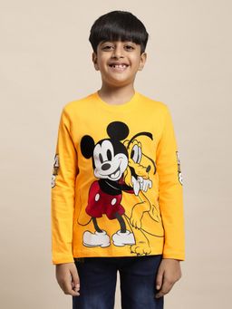 Kidsville - Mickey & Friends Printed Yellow T-Shirt for Boys