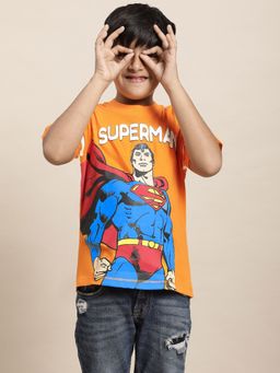 Kidsville - Superman Printed Orange T-Shirt for Boys
