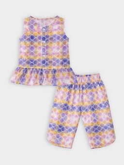 Mi Arcus - Girls Multi-Color Self Design Co-Ord Set