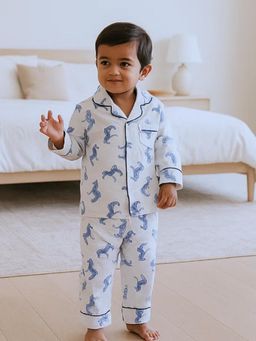 The Boo Boo Club - Unisex White Pure Cotton Printed Shirt and Pyjama