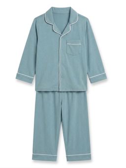 Cocoon Care - Unisex Blue Premium Bamboo Cotton Solid Shirt and Pyjama