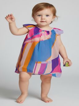 Creative Kids - Girls Multi-Color Printed Jumper Dress