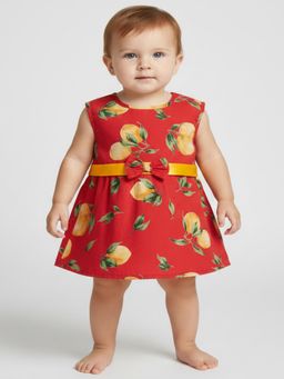 Creative Kids - Girls Red Printed A-Line Dress