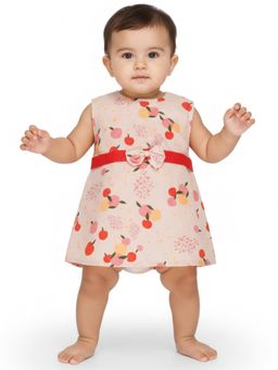 Creative Kids - Girls Pink and Red Printed A-Line Dress