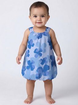 Creative Kids - Girls Blue Floral Printed Balloon Dress
