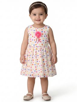 Creative Kids - Girls Multi-Color Polka Dot Printed A-Line Dress