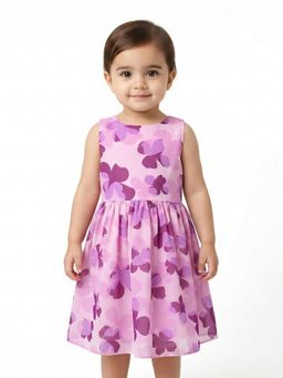 Creative Kids - Girls Purple Floral Printed A-Line Dress