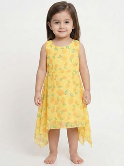 Creative Kids - Girls Yellow Printed High and Low Dress
